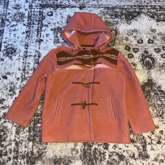 Pendleton women’s wool, hooded coat, salmon pink, toggles, size Large - Picture 1 of 8